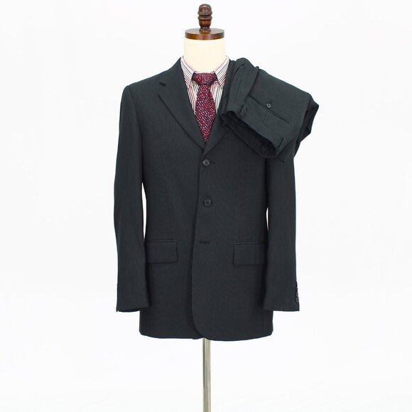 Perry Ellis 40R 32x29 Gray Striped 3-Button Suit R826